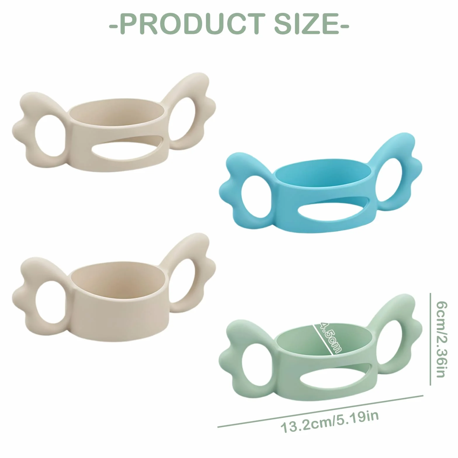 Amexo 4 Piezas Mango de Silicona para Biberón de Bebé, Asas para Biberones de Cuello Ancho EmpuñAduras de Silicona Asas de Silicona para Biberón para Bebé Diseño de Agarre de Mano Pequeña para Bebé