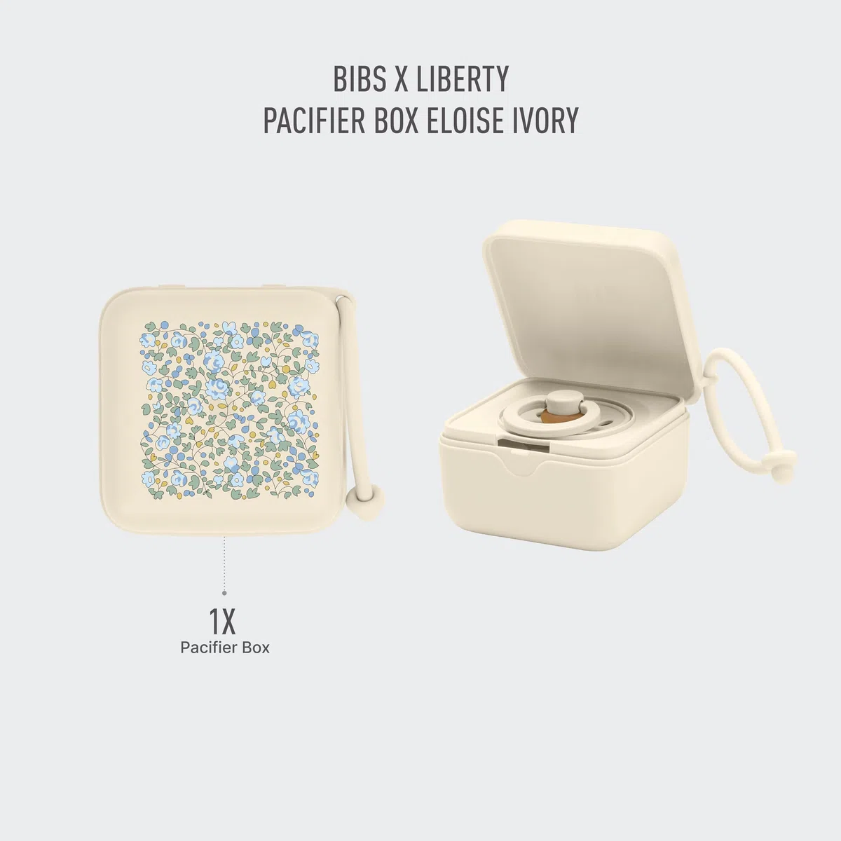 BIBS Liberty Estuche portachupetes BIBS, para guardar y transportar chupetes, se pueden guardar hasta tres chupetes, material de grado alimentario al 100% sin BPA, Talla única, Eloise Ivory
