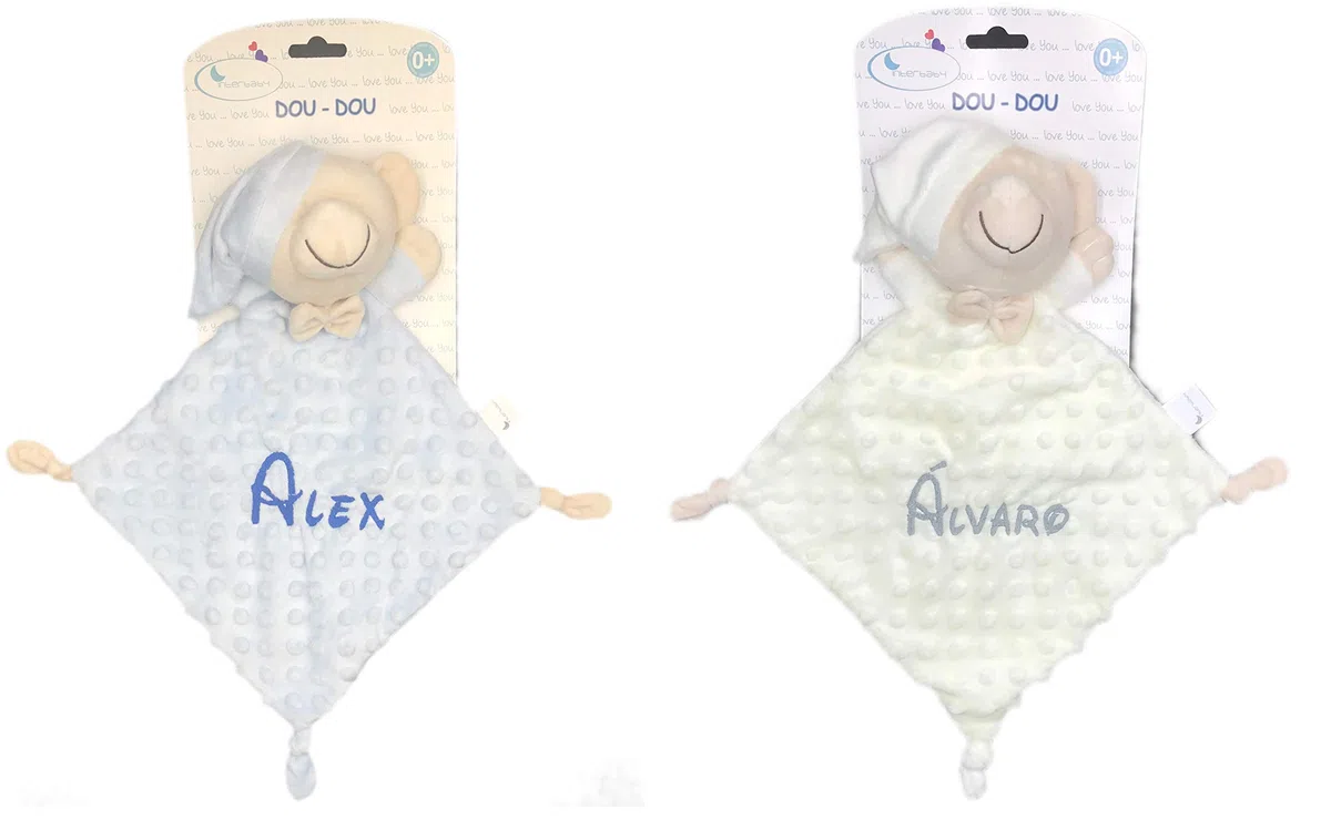 mibebestore Doudou Bebe Personalizado con Nombre Bordado Recien Nacido Dou Dou para Dormir Muñeco de Apego Regalo Personalizado Accesorio Infantil Baby Shower Bautizo Guardería Niño Niña