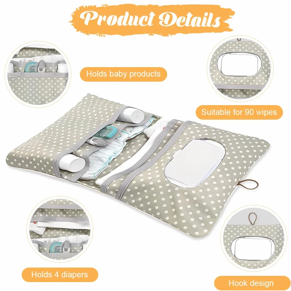 Bolsa de Pañales 2 en 1,Porta Pañales Y Toallitas Bebe,Organizador de Neceser Bebe Portátil,Organizador Cambiador Reutilizables,Nappy Bag Diaper,Bolsa de Cosméticos de Viaje Plegable para Mamá