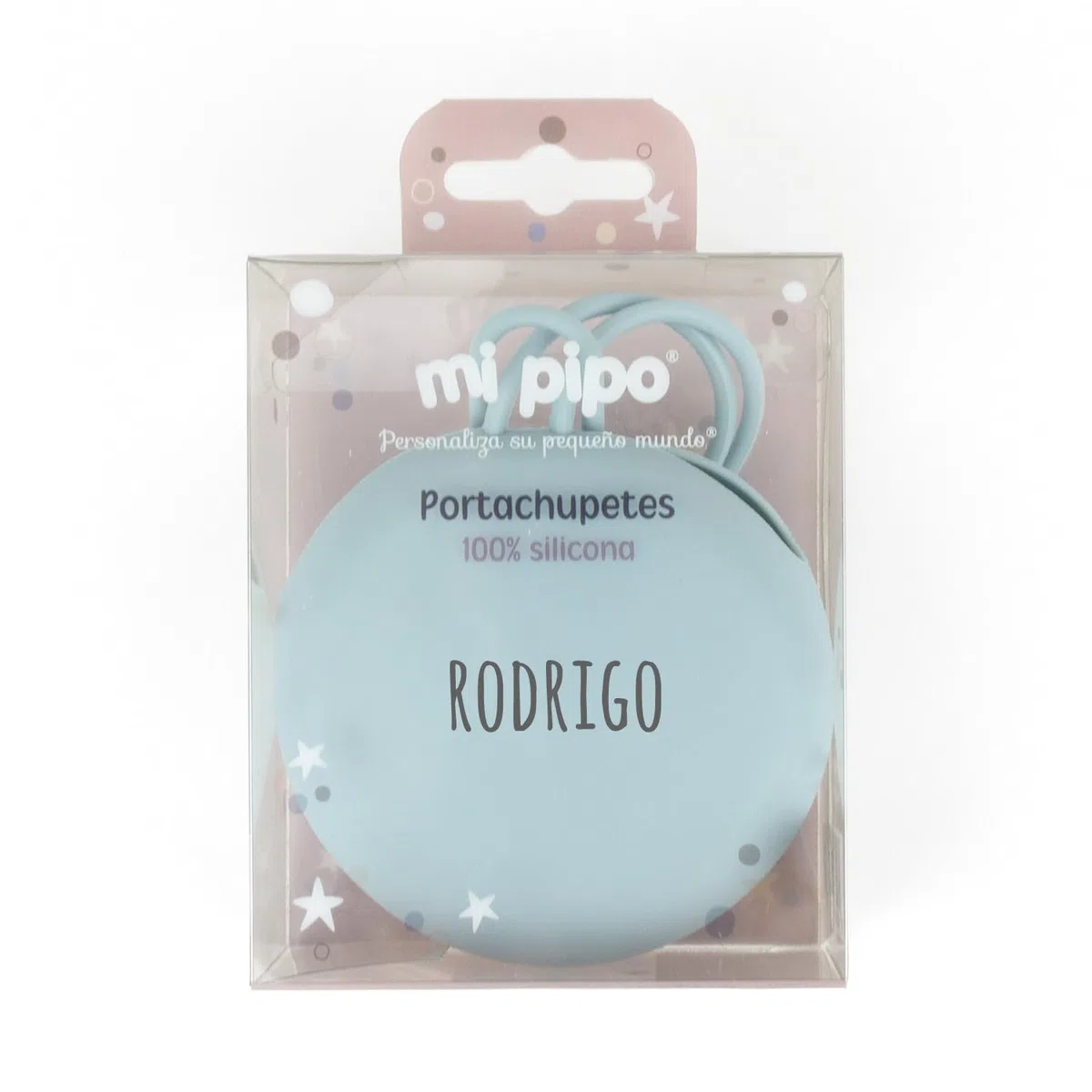 Portachupete Bebe Personalizado Gummy | Caja Chupetes bebes Silicona de Grado Alimentario, Libre de BPA, Seguro | Personalizado con Nombre, Para 2 Chupetes, Fácil de Limpiar | Azul Soft