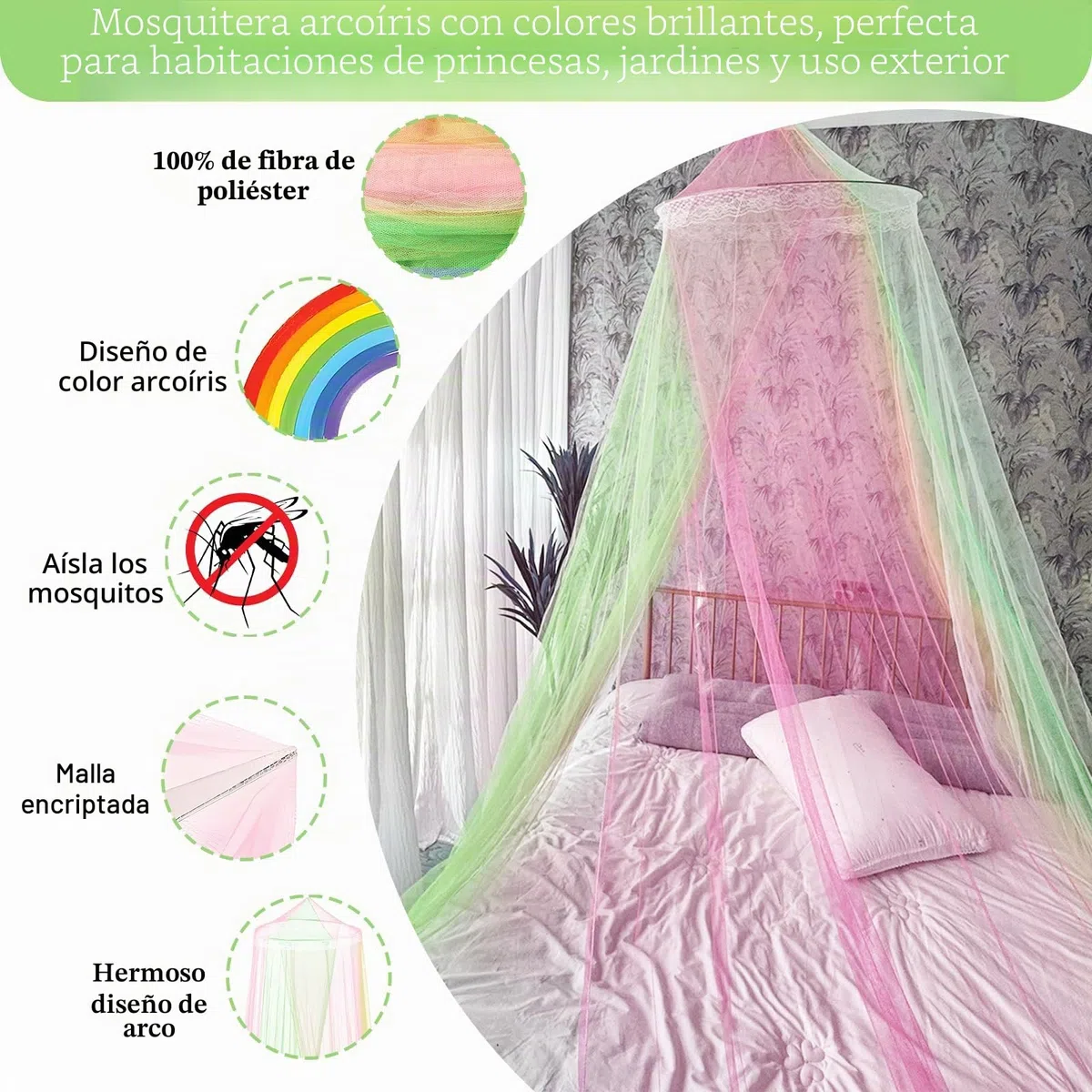 Mosquitera de cama, mosquitera de viaje, para colgar para cuna, viaje, malla fina (60 x 250 x 850 cm)
