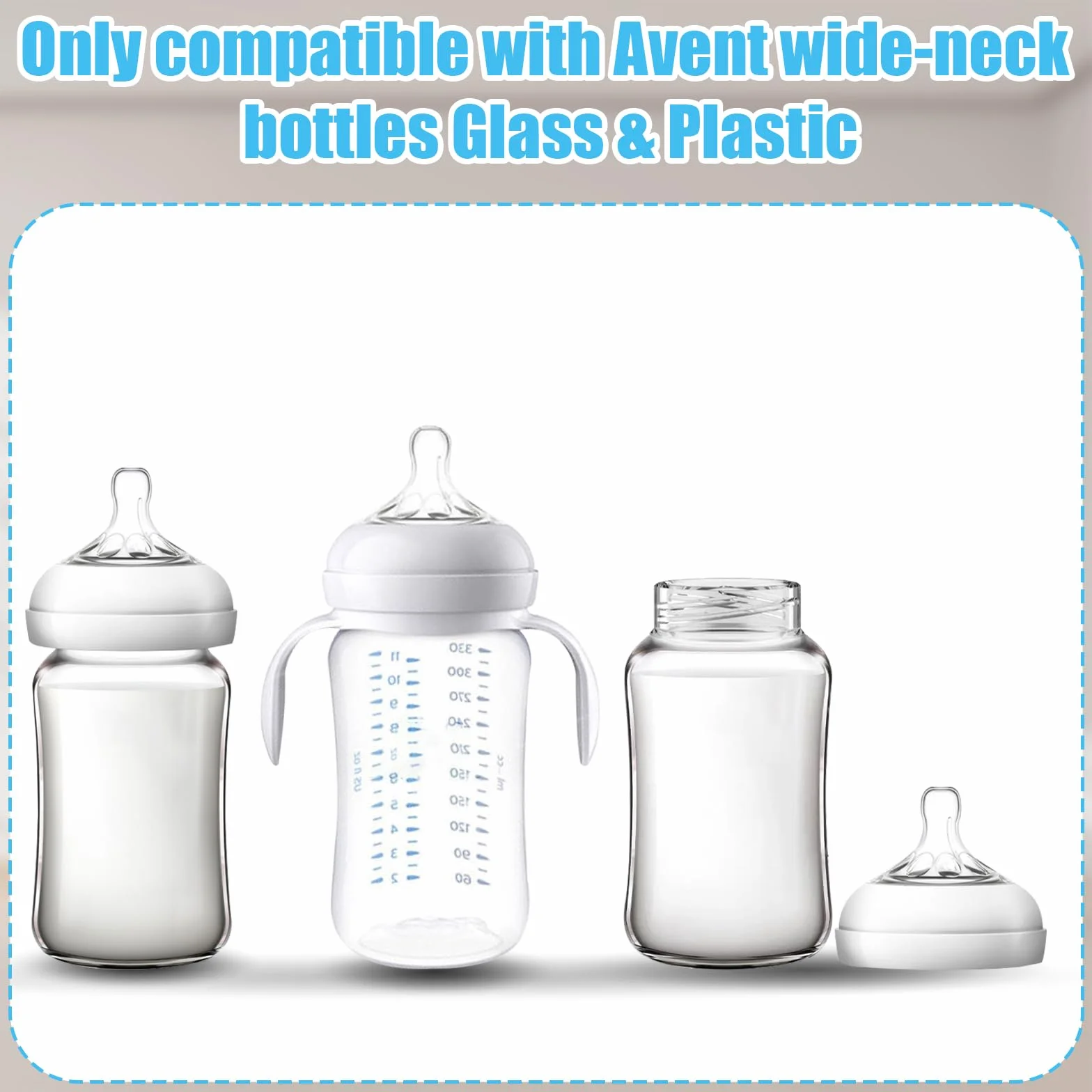 8 Piezas Tapón de Biberón para Avent, Tapón de Biberón con Anillo de Sellado, Tapón de Biberones, de Viaje Adaptado a los Biberones de Boca Ancha Avent, Blanco