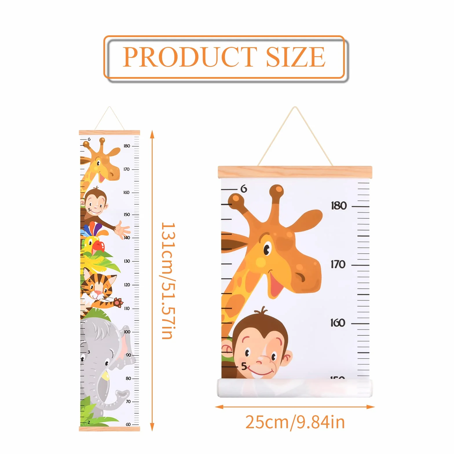 Medidor de Altura para Niños Pared Montado, Tablas Altura Animales Dibujos Animados Decoración Habitación Bebé