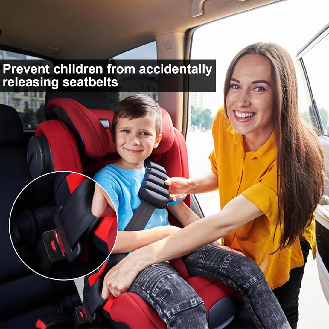 2 sillas de auto fijas con trabas para cinturones de seguridad para niños evitan que los niños se desabrochen los cinturones de seguridad mientras conducen