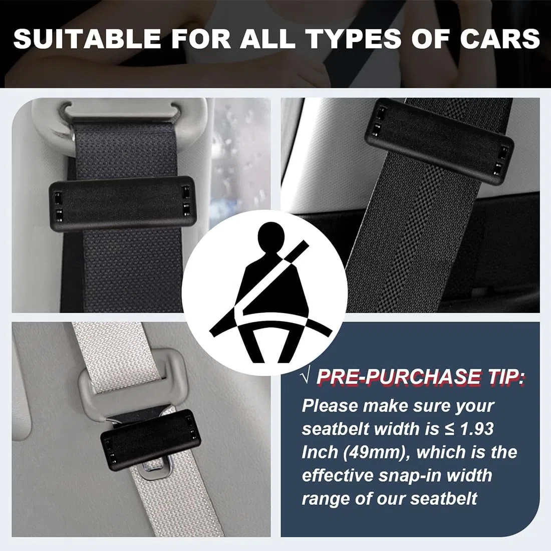 2 Unidades Universal Ajustador de Cinturon Silla, Reductor de presión para hombros y cuello, Soporte de Cinturon Silla, Asiento de Coche cinturón de Seguridad Ajustador niños Cinturones de retención