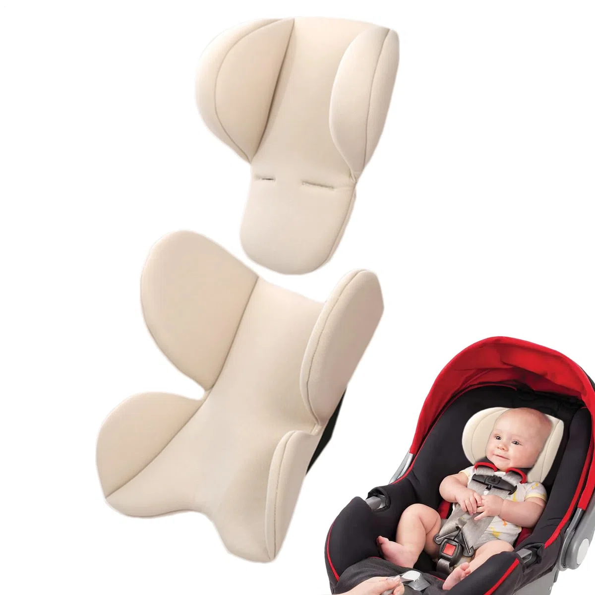 Cojín de Asiento de Coche para bebé, Almohadilla de inserción de Asiento de Coche de Apoyo para la Cabeza y el Cuerpo, Almohadillas para Cochecito, Insertos de Asiento de Coche para recién