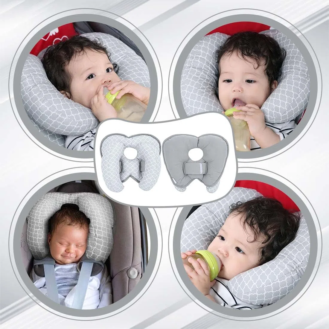 Almohada para la cabeza del bebé, almohada cervical 2 en 1, almohada cervical para bebé, almohada de viaje para apoyar la cabeza en el cochecito