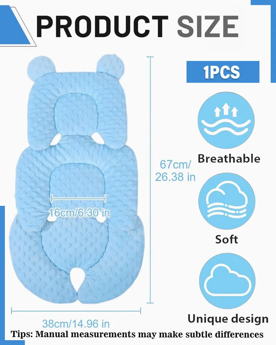 Reductor de Asiento – Almohadilla Ajustable y Transpirable,Suave y Cómodo para Cochecito y Silla de Coche. Ideal para Recién Nacidos,¡Color Azul!