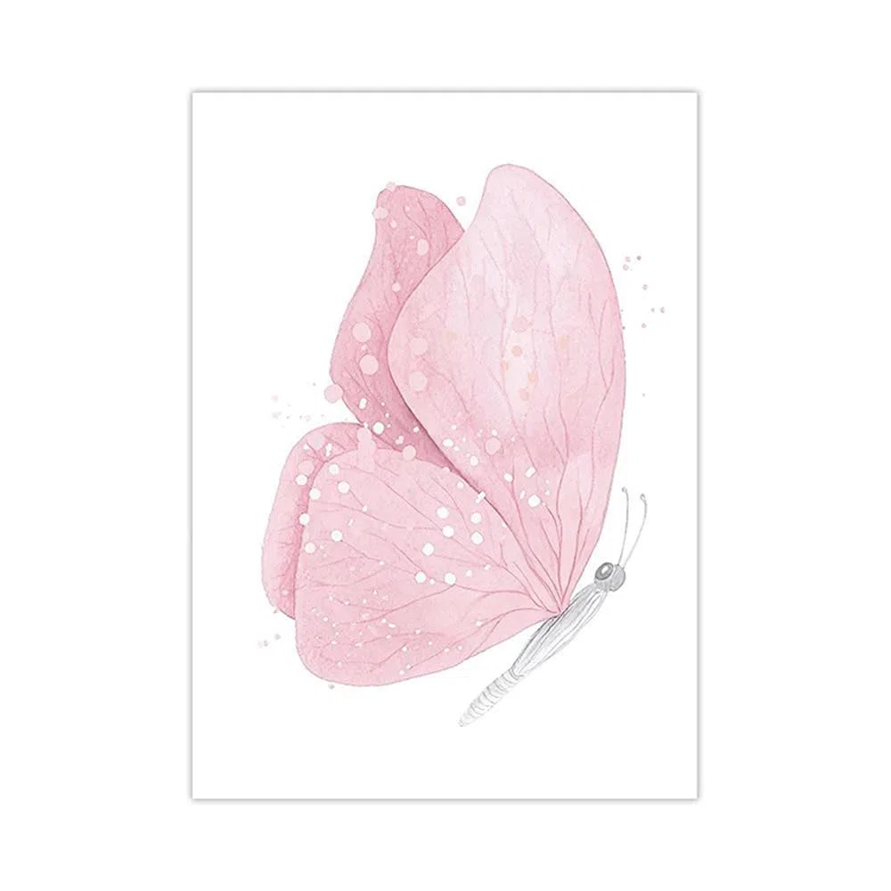 3 Laminas Habitacion Niña 30X40CM Cuadros Mariposas Poster Rosa Lienzo Habitacion Bebe Infantil Laminas Personalizadas Bebe Cuadros Decoracion Niña sin Marco