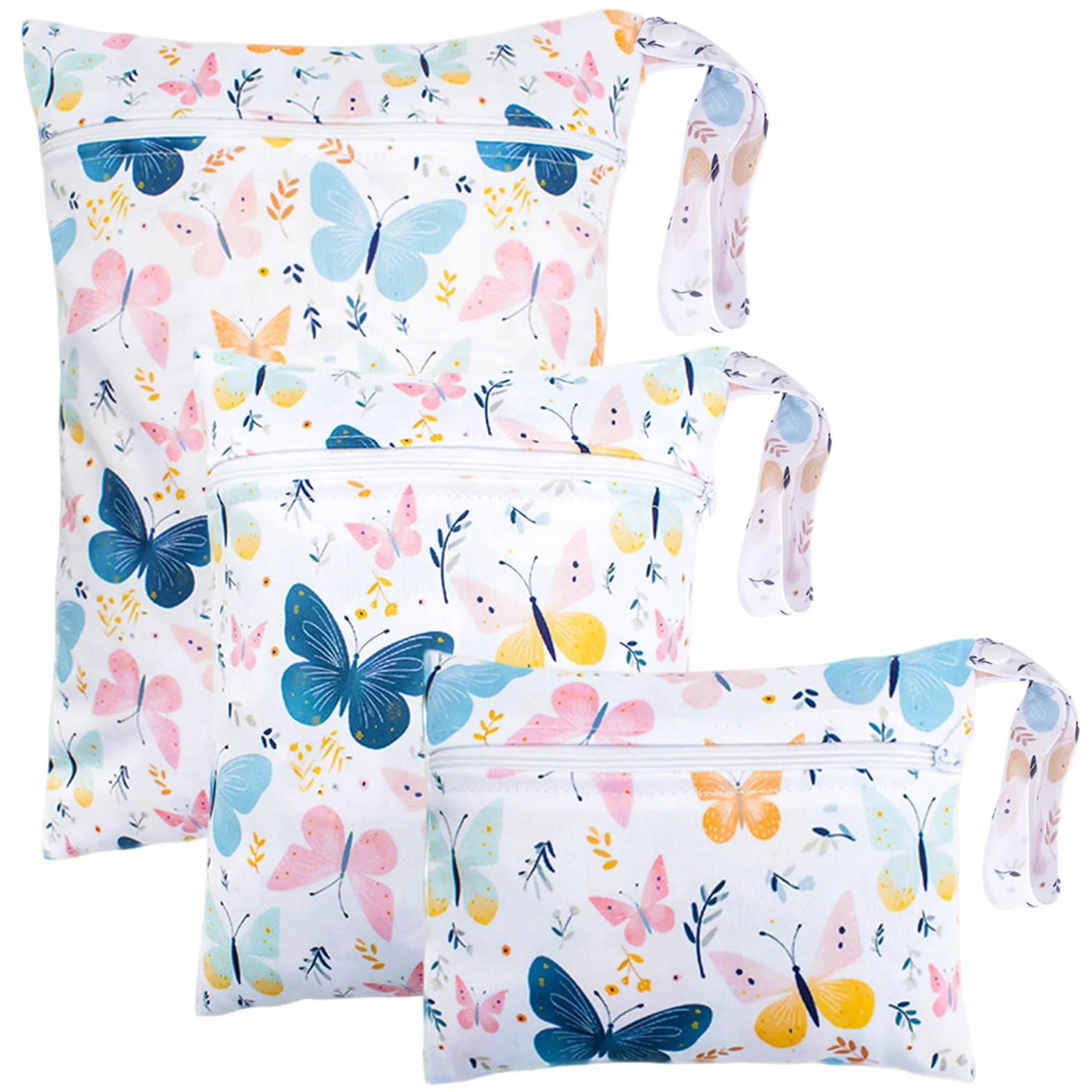 3 Piezas Bolsa de Pañales, 3 Tamaños Organizador de Pañales | Bolsa Impermeable de Tela, Wetbag, con Cremallera, Reutilizable, para Playa, Gimnasio, Artículos Sucios/Mojados