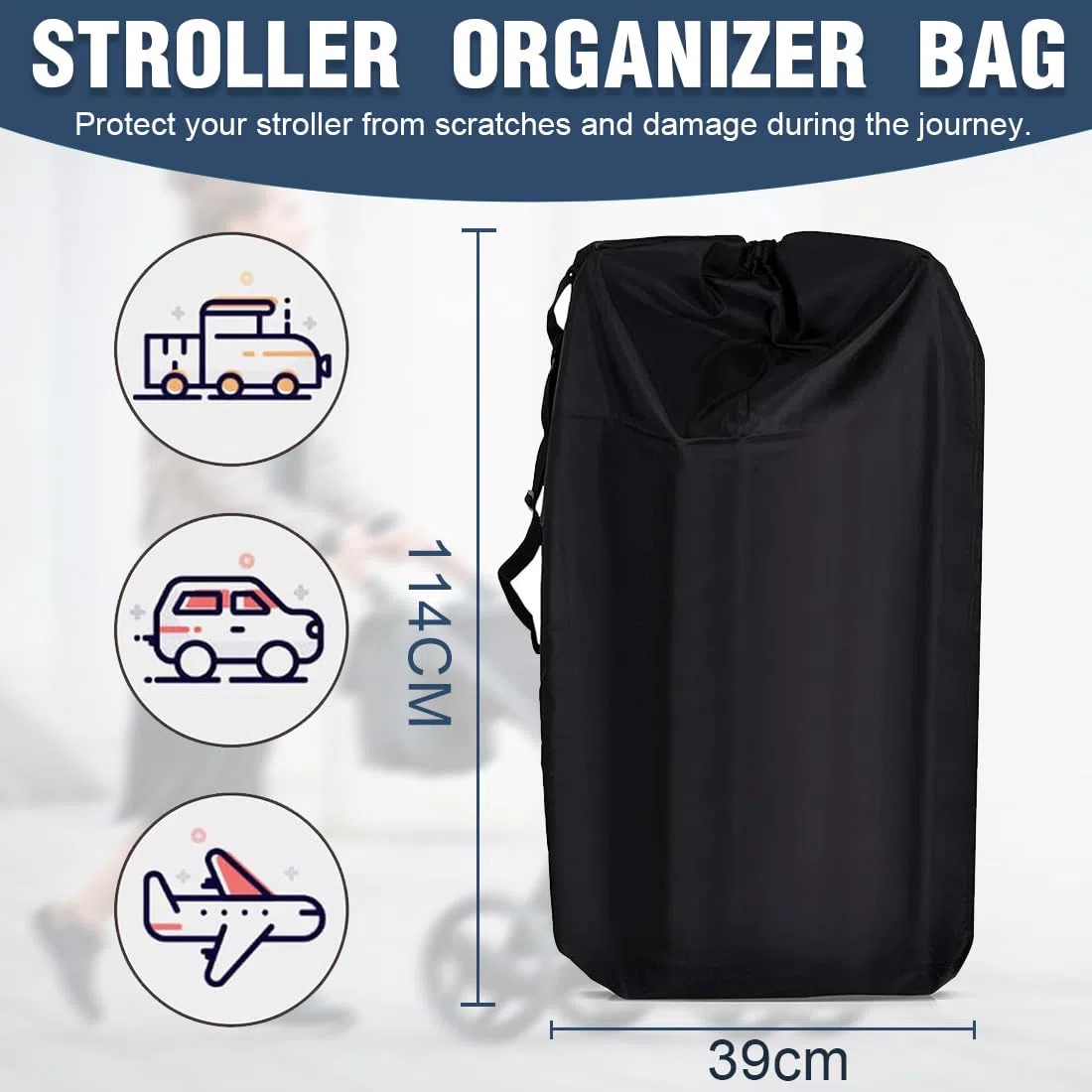 Bolsa Carro Bebe, Bolsas de Transporte para Carritos de Bebe, Funda Carrito Bebe, Negro Bolsa de Viaje para Cochecito, Bolsa Transporte Silla Paseo,Bolsa Transporte para Silla Coche,Bolso de Viaje