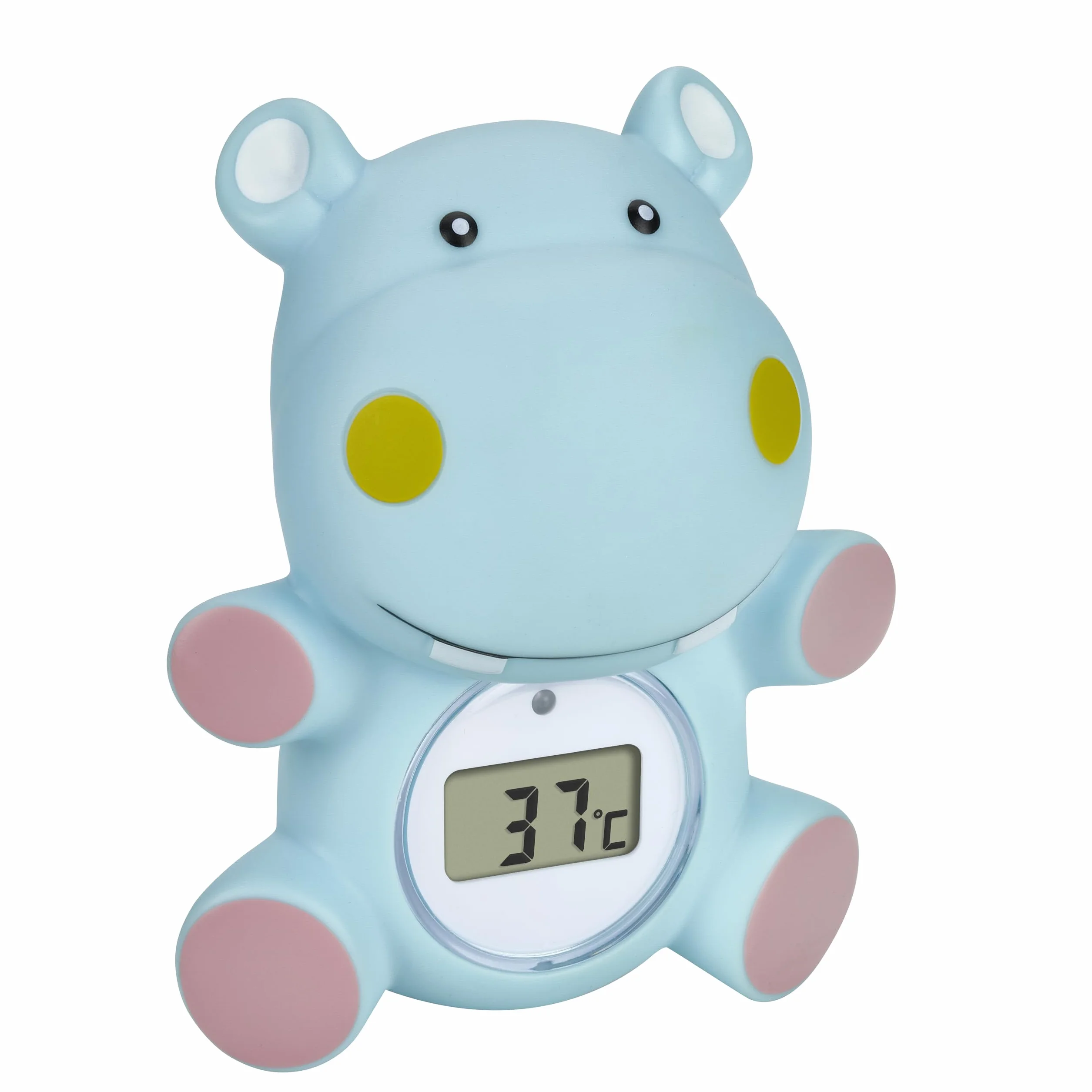 TFA Dostmann HIPPO, Termómetro de baño digital para bebés, 30.2034.14, para niños y personas mayores, también para piscinas, jacuzzis en forma de hipopótamo, 9,8 cm de alto, color azul