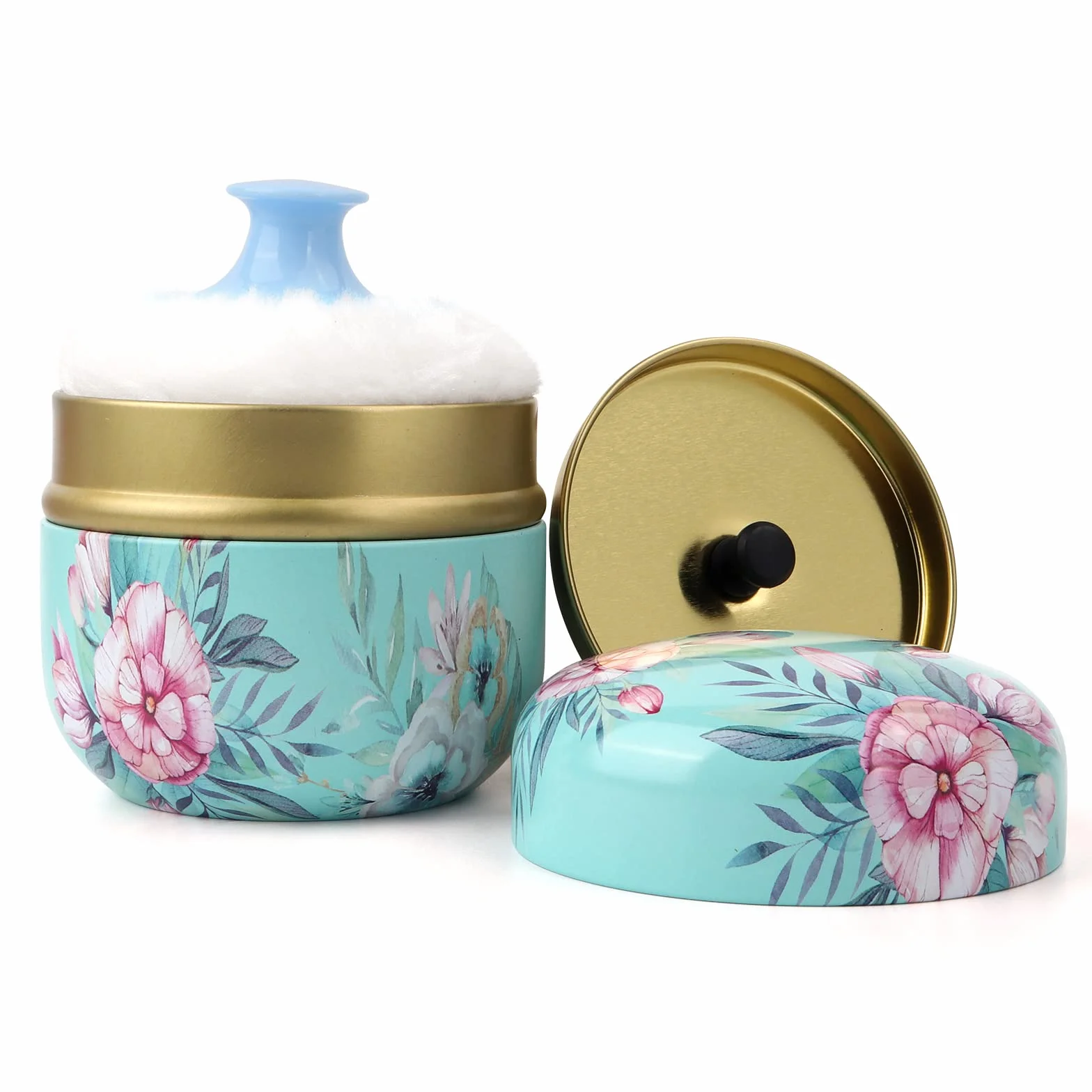 LIONVISON Caja de talco para bebé: estuche de talco medicado con soplo de polvo suave, tarro de almacenamiento para granos de café, caramelos y artículos pequeños (verde)