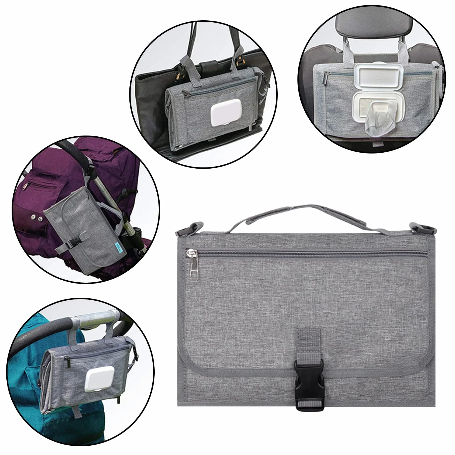 JSTHHTT Cambiador Bebé Portátil, Cambiador Bebe, Este Cambiador de Pañales es un Bolso Desmontable, Reutilizable Lavable A Máquina para Niños y Niñas, Dispensador de Toallitas y Cojín Acolchado