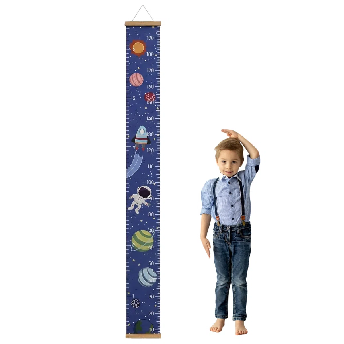 Bebé Gráficos de Crecimiento 7.9 '' x 79 '' Medidor Altura Niños Pared Regla de Pared de Madera Tabla de Crecimiento para Niños para Dormitorio Infantil (Espacio)