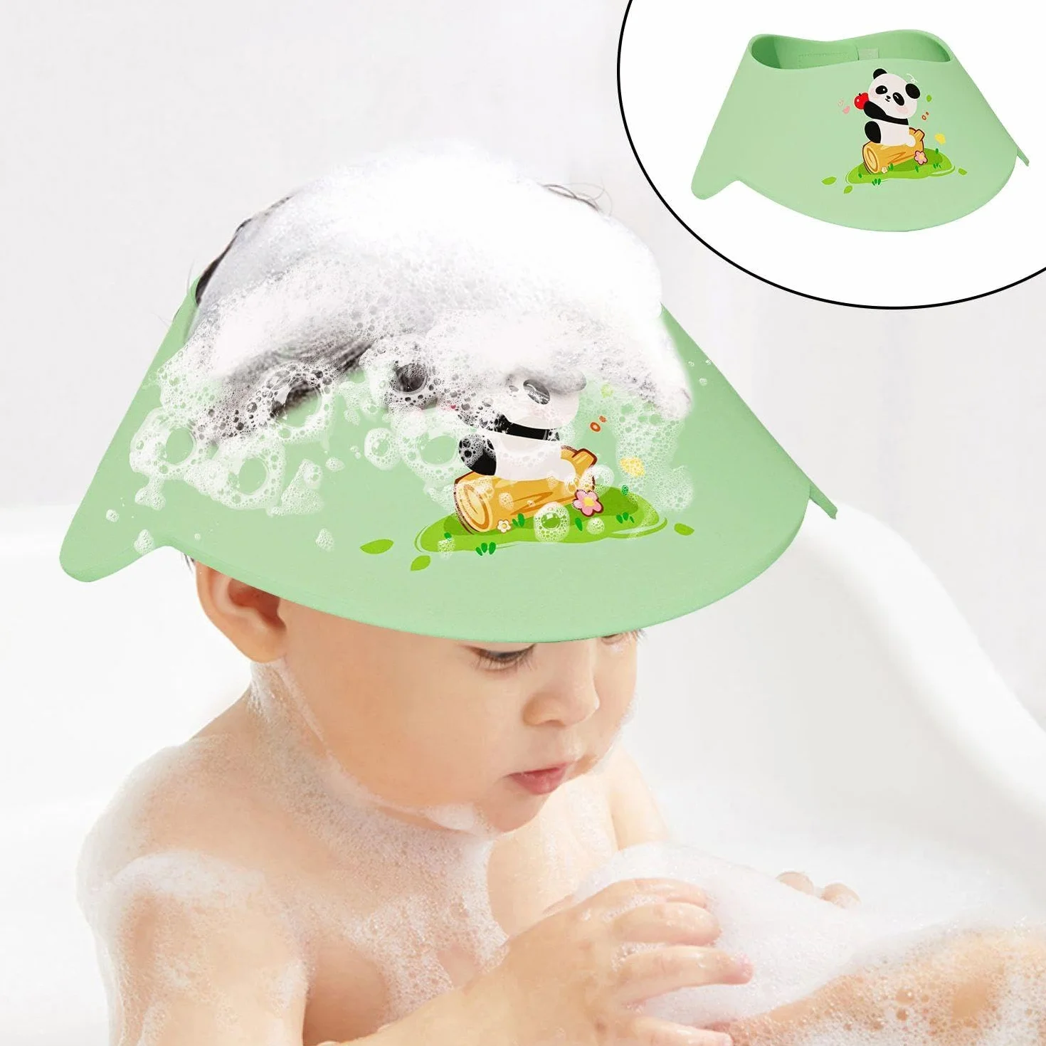 Capas De Ducha De 2 Piezas, 2 Pinceles De Masaje De 2 Piezas, Dibujos Animados Lindos, Protección Para Los Ojos, Protección Del Oído, Ducha Para Niños Y Tapa Impermeable Para El Cabello.