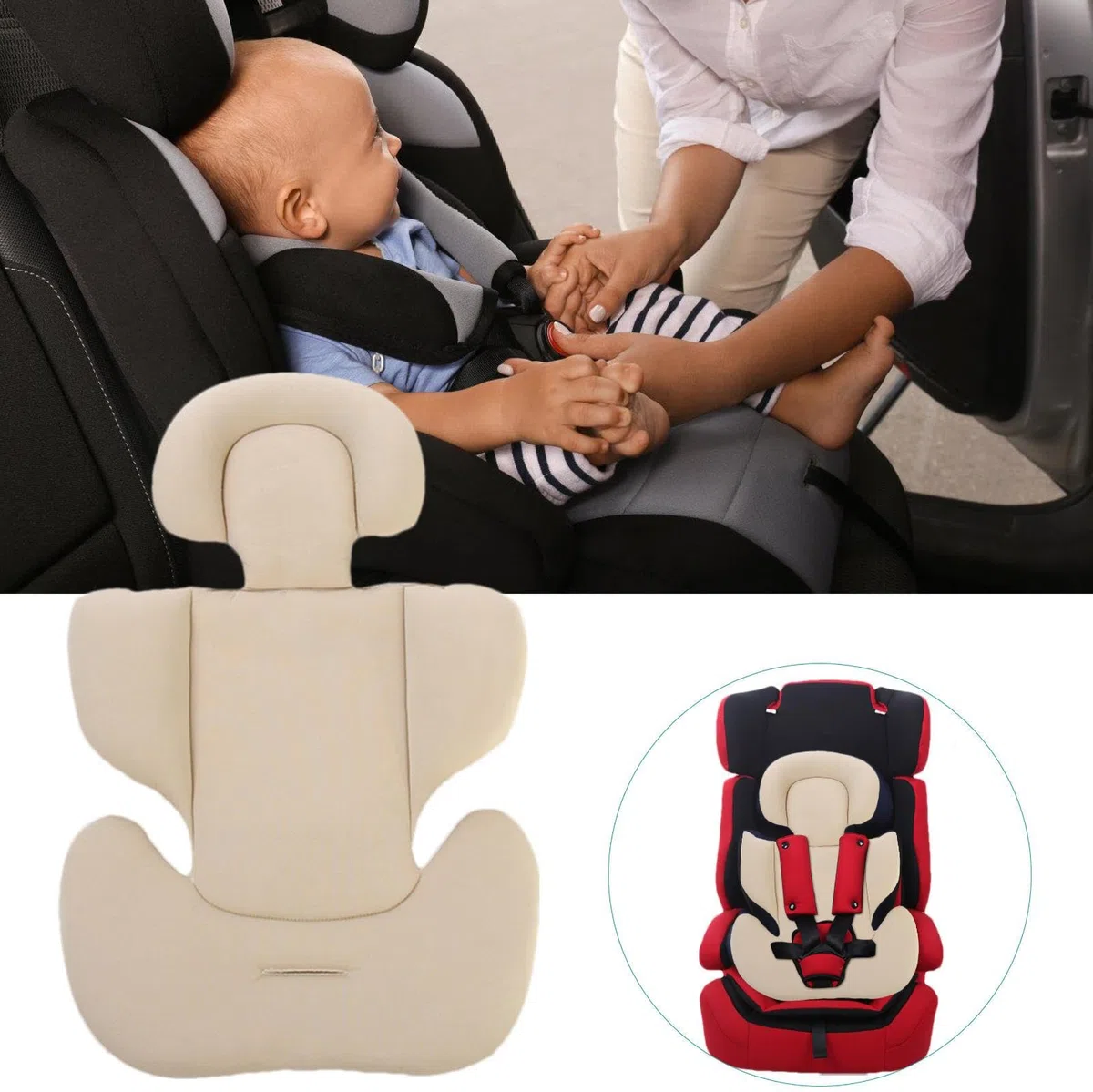 Cojín para Cochecito de bebé, cojín para Asiento de Coche para recién Nacido | Cojín Extra Suave para Asiento de Coche,Inserto de para el Cuello de la Cabeza, Soporte Corporal para