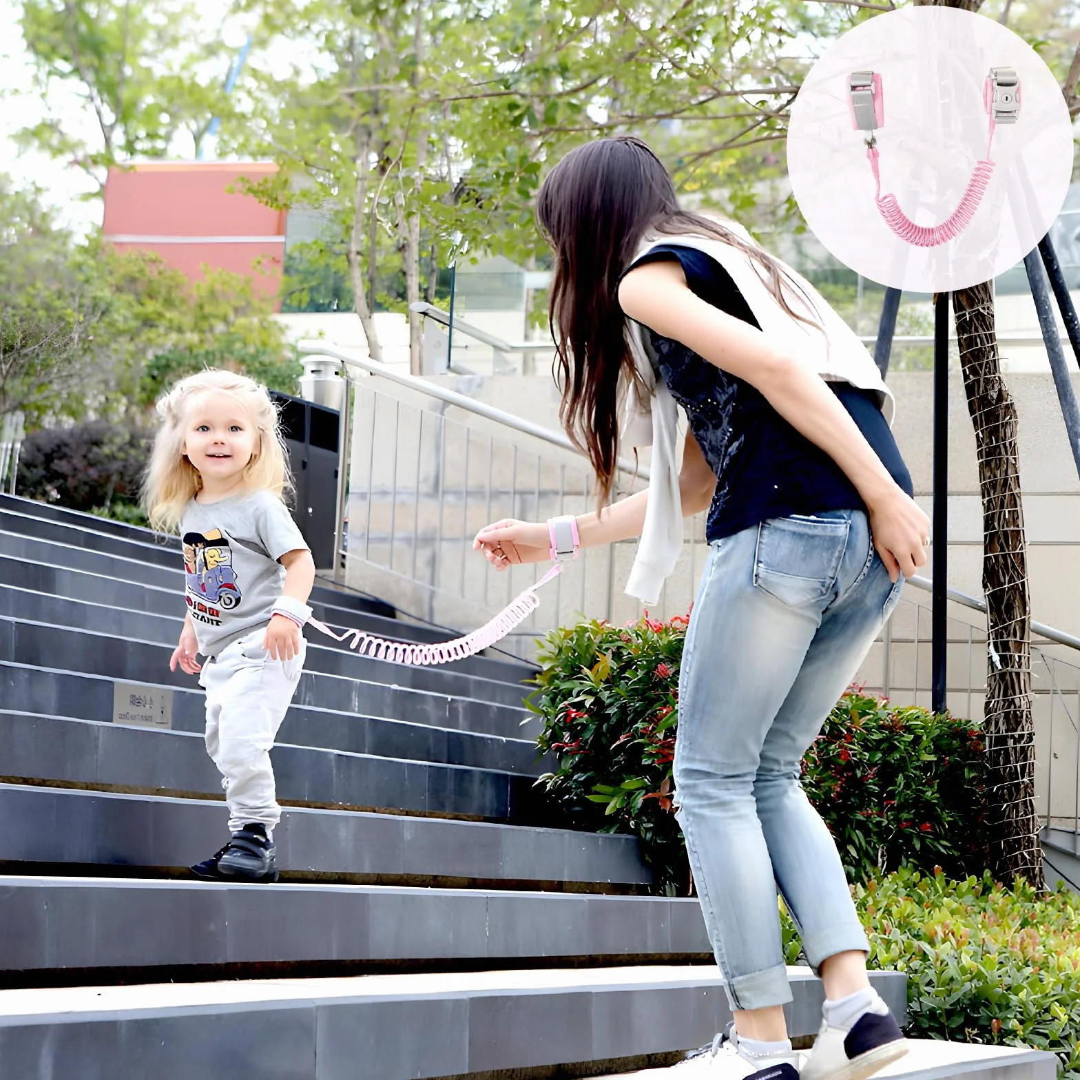2.5M Correa Antiperdida,Arnés de Seguridad con Bloqueo de muñeca,Pulsera Anti-Perdida Elástica,Pulsera niños antiperdida suave en muñeca,Para Actividades al Aire, caminar (verde)