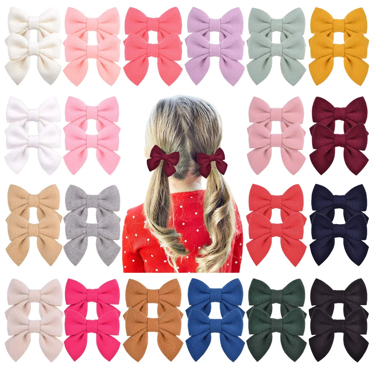 40 unidades de 2.8 pulgadas para bebés y niñas, lazos de cocodrilo, accesorios para el cabello de lana, accesorios para niñas pequeñas, adolescentes y niños