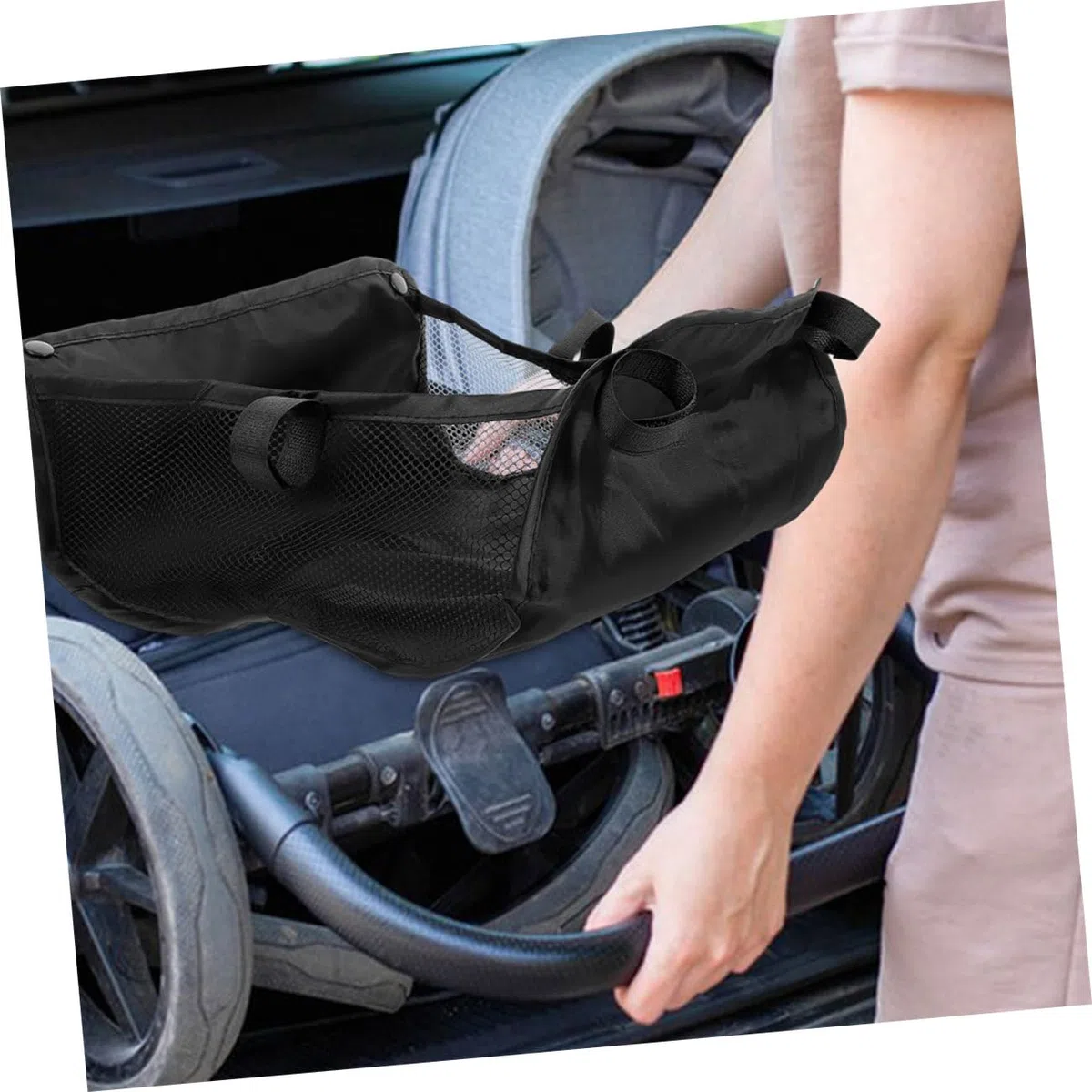 Alipis 2piezas Bolsillos de Almacenamiento para Cochecito Cesta de Malla Debajo del Asiento Bolsa Organizadora para Compras Accesorios de Cochecito