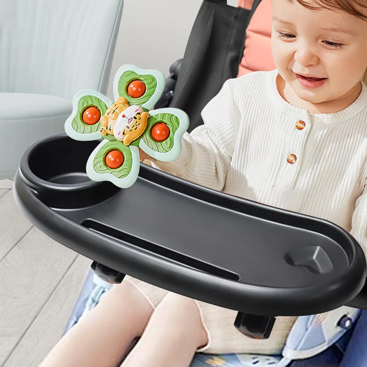 Bandeja Universal para Cochecito 3 en 1, Portavasos Carrito Bebe con Bandeja para Snacks, Accesorios Carro Bebe Giratoria de 360 Grados Adecuado para Cochecitos Actividades al Aire Libre