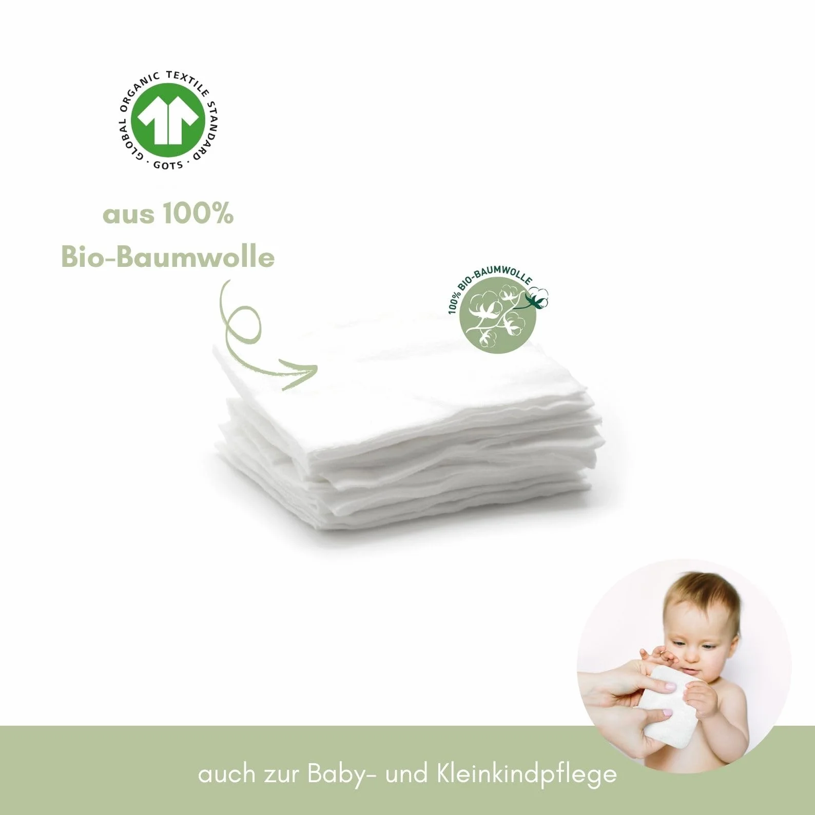 Larelle GOTS Ecocert - Almohadillas de algodón orgánico para mamá y bebé, 6 unidades, 1080 unidades, en paquete de almacenamiento, perfectas para el cuidado del bebé y el cuidado diario de belleza